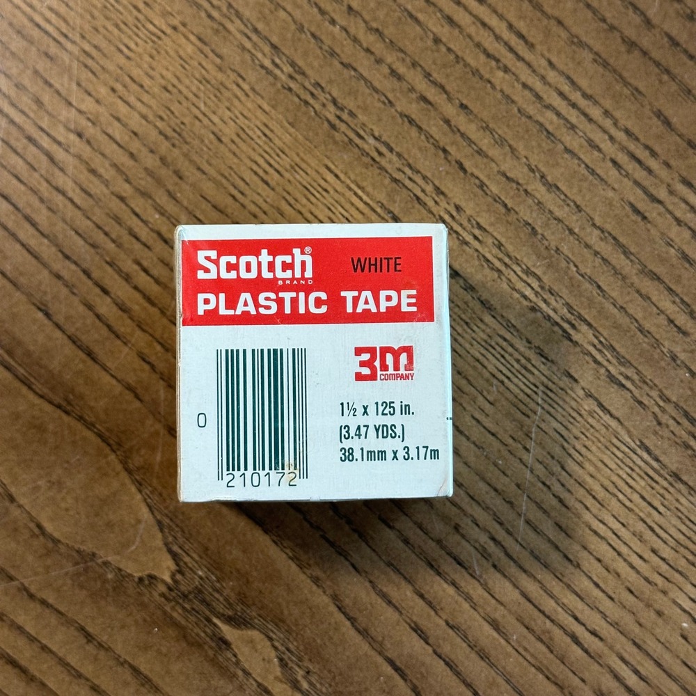 Vintage Scotch Brand 3M White Plastic Tape 1.5 x 125 Inches Made in USA Cat 191